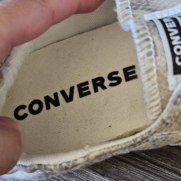 Converse Shoreline Slip On Sneakers Women's 7 Ivory Snake Print Lace Up‎ Canvas - Picture 4 of 11